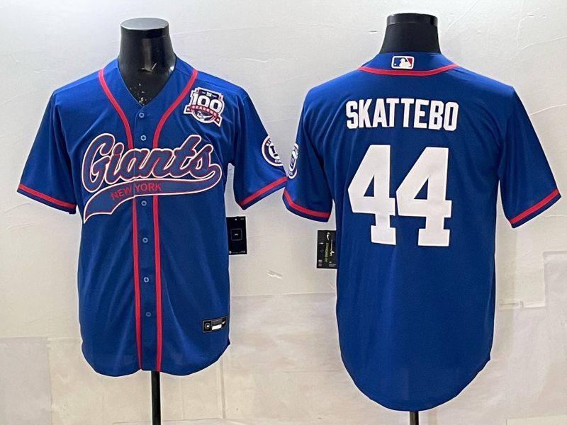 Men 2025 New York Giants #44 Skattebo Blue Joint Name Nike Limited NFL Jersey 05